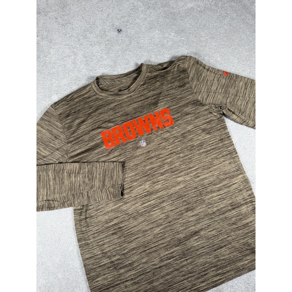 Cleveland Browns Shirt Mens XL Heather Brown NFL Football Nike Dri Fit L/S Light